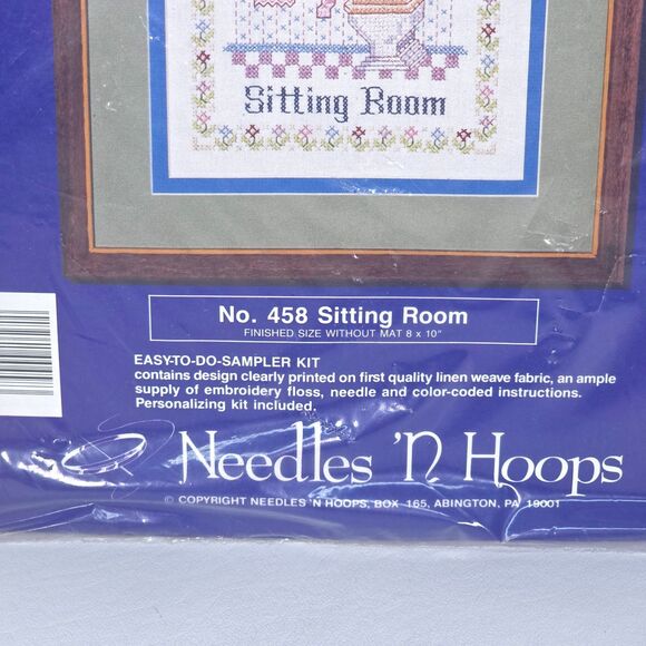 Vintage Needles N Hoops Sitting Room Printed Cross Stitch Kit 458 USA Humor - Picture 3 of 5